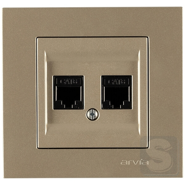 Розетка комп'ютерна подвійна RJ45х2 cat 6 Arvia Electric KAREN Титан (20 05 2000 248)